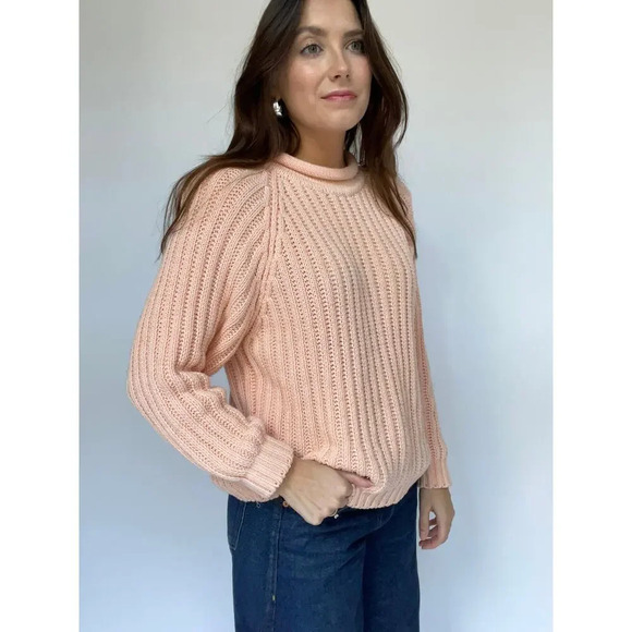 Vintage Rolled Collar Rollneck Crewneck Sweater - Size Large, Light Pink - Picture 4 of 10